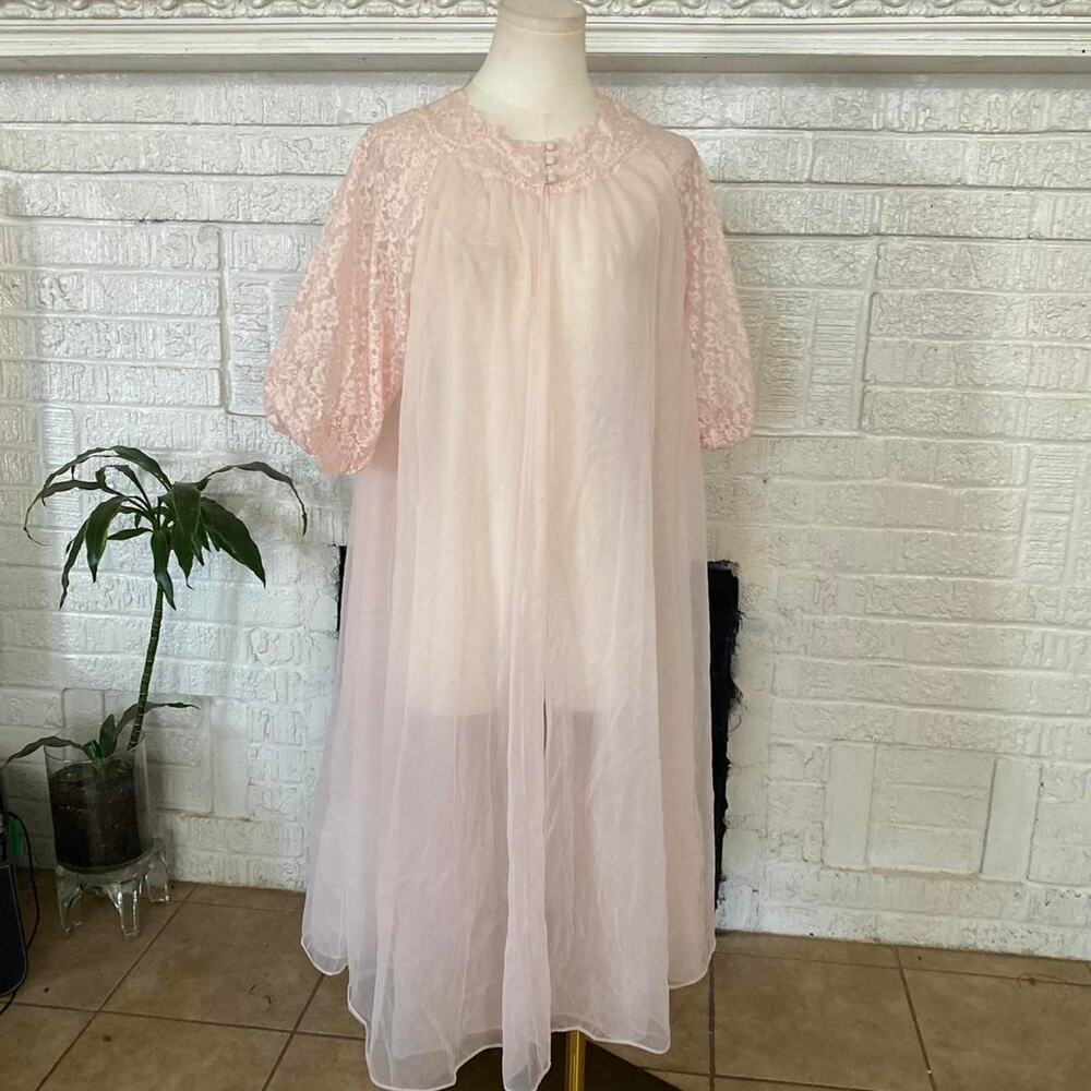 Vintage coquette pink lace nightgown
